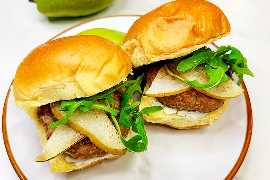 Turkey burger and pear sliders