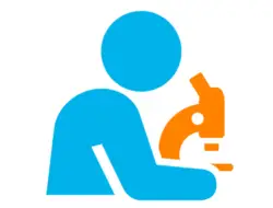 a blue and orange symbol